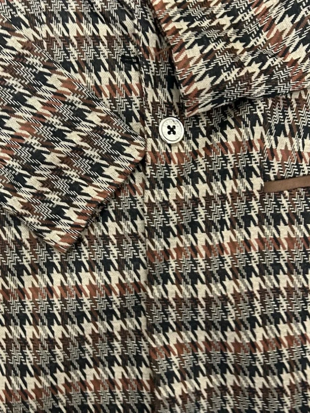 Tommy Hilfiger Plaid Houndstooth Blazer w Faux Leather Pocket Trim Size:6 NWOT - Picture 12 of 16